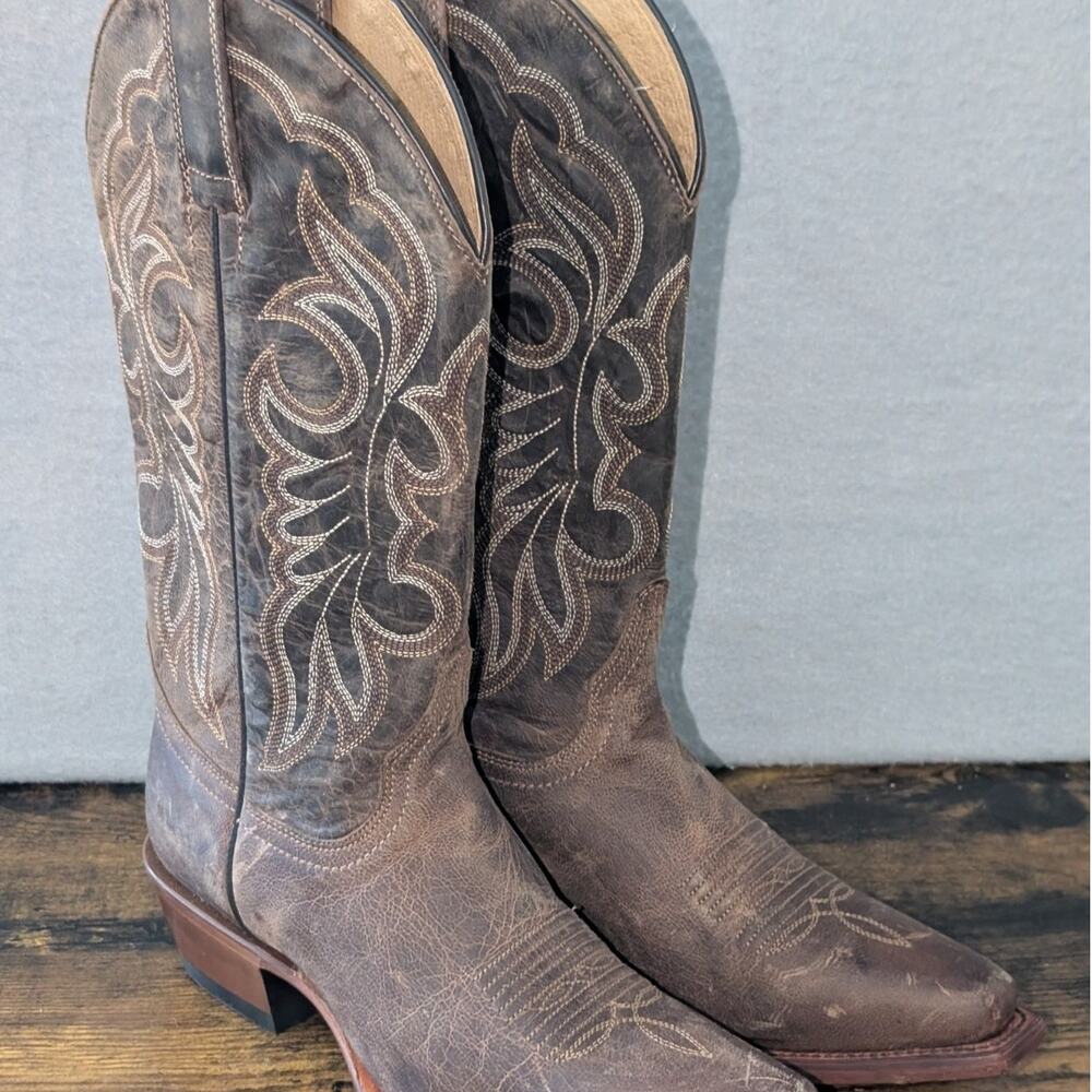 Shyanne Womens 5.5 B Brown Leather Floral Inlay Snip Toe Western Cowboy Boots